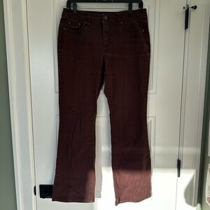 Burgundy Mid-Rise Bootcut Jeans